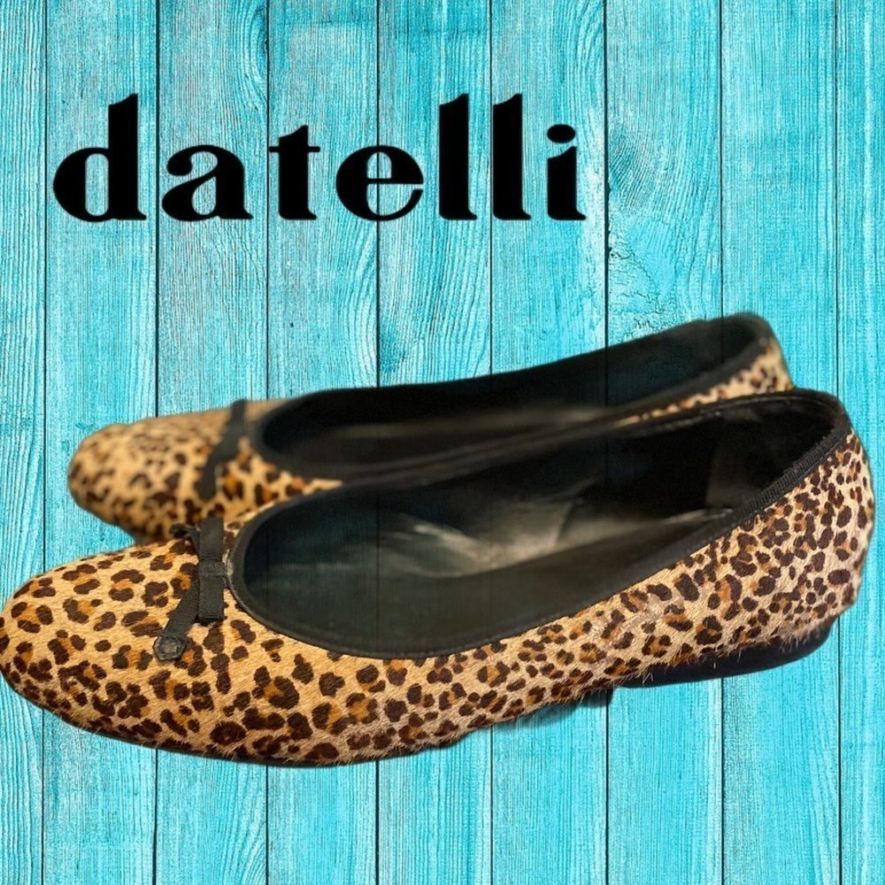 Datelli Cheetah Calf Hair Bow Ballet Flats 10.5